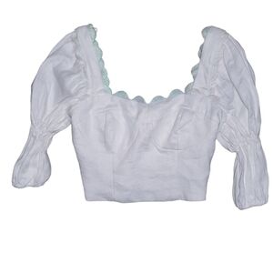 Azulu Colombia Square Neck Puff Sleeve Crop Top Size XXS